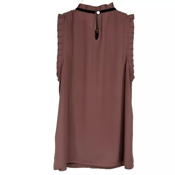 Moon Mauve Black Sleeveless Blouse Lace Insert Semi Sheer Women's Small GUC - Picture 3 of 9